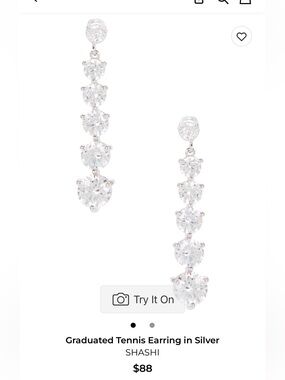 SHASHI Silver Graduated Tennis Earrings NWT